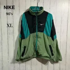 NIKE 90`s　ナイロンジャケット　グリーンブラック　ビッグシルエット