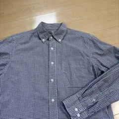 ユニクロ　長袖　チェックシャツ　ブルー　M