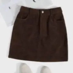 SHEIN コーデュロイ　スカート　ブラウン