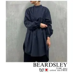 BEARDSLEY　スタンドカラーチュニック　ネイビー　フリー　日本製　コットンのサムネイル