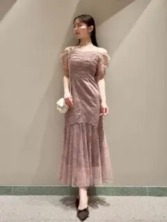 スナイデル　ギャザードレープレースドレス