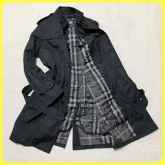 美品 ライナー付 BURBERRY ロングコート 黒 M ノバチェック ベルト