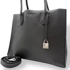 マイケルコース ショルダーバッグ 2way レザー ブラック 金具ロゴ チャーム