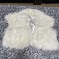 ホワイト ラビットファーボレロ【M】レディース　パーティ