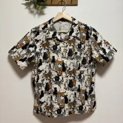 猫すき♡さんへのアロハシャツ　ねこがいっぱい柄ハンドメイドシャツ　ＭＬサイズ