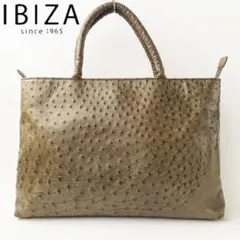 イビサ オーストリッチ 本革 日本製 グリーン トートバッグ ハンドバッグ