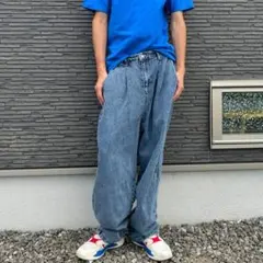 ビーノ【タック×ワイド】バギーデニムパンツ｜秋冬／古着風・ストリートカジュアル