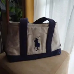 Ralph Lauren トートバッグ ベージュ ネイビーのサムネイル