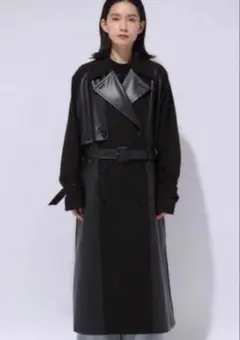 HARE ロングコート フェイクレザー ブラックのサムネイル