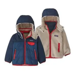 Patagonia キッズ ダウンコート ネイビー/レッド