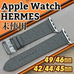 2964 希少品　Apple Watch エルメス　ディアゴナル　グレー　レザー