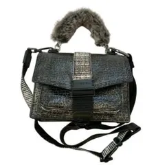 DIESEL クラックレザー ブラック 2WAY ショルダー ハンドバッグ