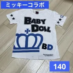 ベビードール ディズニーコラボ ミッキー Tシャツ 白 140