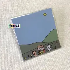 女の子＆うさぎ＆くまさん★ハイキング【スクエアメモ・メモ帳】