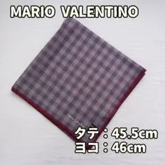 マリオヴァレンティーノ ハンカチ チェック パープル 綿 ロゴ入 【イ794】のサムネイル