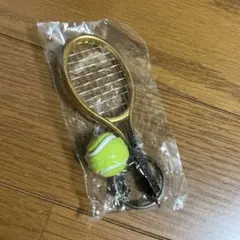 テニスラケット キーホルダー ゴールド