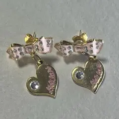 ハート型リボンピアス