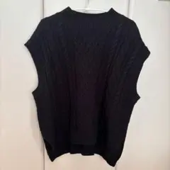 earth music&ecology ニットベスト ノースリーブ ブラック 黒