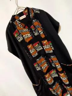 90.s レトロ　ちりめん調　重ね着　デザイン性　和柄　ふるじょのサムネイル