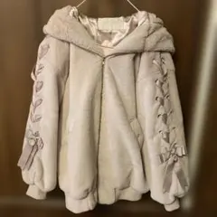 リズリサ LIZLISA うさ耳フードファーブルゾン ピンク