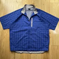 00s Y2K ナイキ 半袖ジャケット グラフチェック 青 ジップ シティボーイ