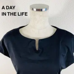 a day in the life 黒 半袖 トップス スリット付き