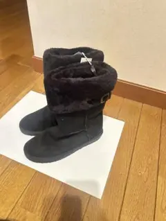 ブラックスエードファーブーツ