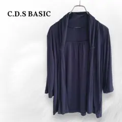 【C.D.S BASIC】カーディガン 羽織【L】大きい ネイビー オシャレ