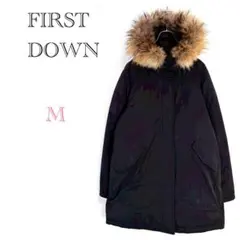 ◆ファーストダウン【M】ダウンコート ダウンジャケット ファー付き 刺繍ロゴ入り
