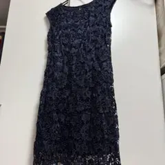 ネイビー レース ワンピース ノースリーブ 膝丈　FABIA