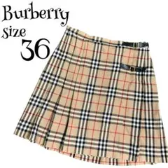 【高級】BURBERRY バーバリー プリーツスカート ミニ ノバチェック 36
