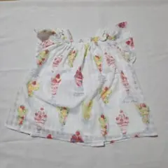 美品メゾピアノ　パフェ柄 フリル付きトップス