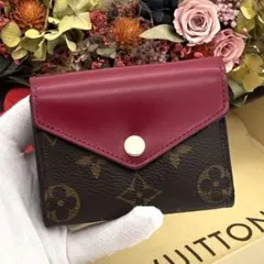 ルイヴィトン モノグラム 財布 三つ折り ポルトフォイユ ゾエ フューシャ 小型