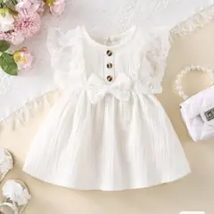 夏物最終値下げ‼️【74-80】新品 白ワンピース お出かけ レース