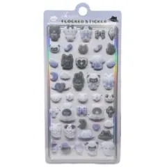 フロッキーシール　ふわふわ　もふもふ　3Dシール　立体シール　ぷっくり　モノクロ