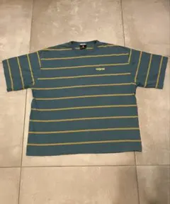 SIGNAL SPORTS マルチボーダーTシャツ 刺繍ロゴ ブルー イエロー