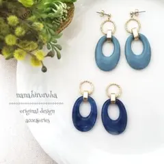 ◆くすみオーバルとゴールドリングの大人ピアス/イヤリング