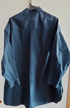 美品ユニクロ ☆ネイビー 長袖シャツX Lオーバーサイズ☆ビッグシャツ