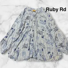 Ruby Rd/総柄ブラウス レーヨン100% ゆったり ストライプ 花柄
