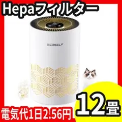 空気清浄機 小型 Hepaフィルター 節電12畳 静音 軽量 脱臭 PM2.5のサムネイル