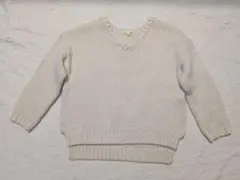 スタジオクリップ　アイボリーVネックセーター M