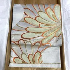 R10袋帯 大太鼓 夏帯 金糸 絽綴れ花柄 正絹 着物帯 仕立て上り美品 