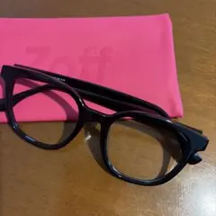 Zoff ブラック 四角形　メガネ ケース付き　レンズ無し　伊達メガネ　ゾフ