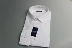 4L(47-86)　ワイドカラー/ワイシャツ長袖　形態安定　白/バイアス柄　新品