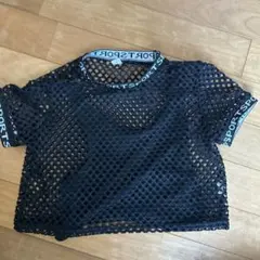 SHEIN メッシュショート丈Tシャツ 11-12Y 黒