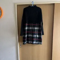 チェック柄タートルネックニット