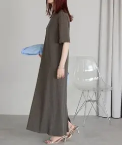 【'25】Bonjour Sagan リブロングワンピース グレー