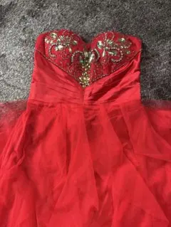 レッド ビーズ刺繍 赤　キャバクラ　ドレス