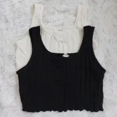 リブ編みノースリーブタンクトップ2色セット