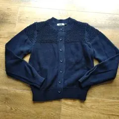 【美品】UNIQLO U ダークネイビー カーディガン 春ニット　ケーブル編み